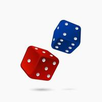 Red and blue game dice. Lucky gambling with bets vector