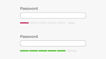 Password weak and strong template. Creation and selection of required security password authentication in web security system blocking attacks and account theft by vector hackers.