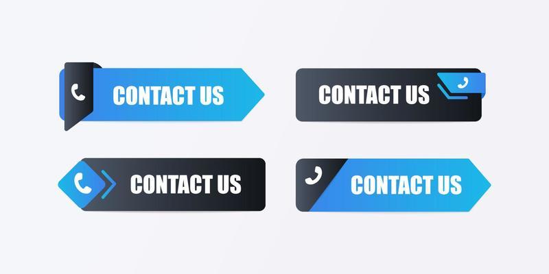 Contact us arrow template. Black advertising business sticker
