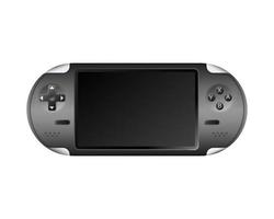 Pocket gaming console with dark screen template. Modern digital gadget with built in joysticks vector