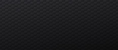Black banner with hexagonal shapes. Dark charcoal backdrop template decorated by polygonal cells, texture with hexagons or honeycombs. Cellular background. Modern monochrome vector illustration.