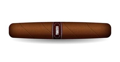 Cuban cigar. Hand rolled brown tobacco leaf luxury big cigarette with nice nicotine flavor and smoking vector enjoyment.