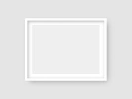 Rectangular wall picture ot photo frame mockup isolated on light background. Banner or poster template, decorative design element. Realistic vector illustration.