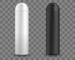 Black and white spray mockup template. Container for spraying deodorant and dry shampoo squeezing gel and cosmetic vector lotion selfdefense gas canister.