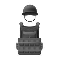 Body armor with protective helmet template vector