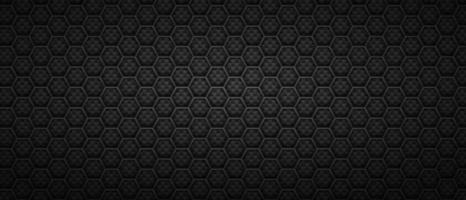 Technological hexagonal black background. Geometric polygonal tiles laid in abstract rows in monochrome vector minimalism.