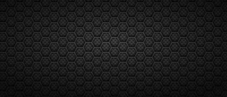 Technological hexagonal black background. Geometric polygonal tiles laid in abstract rows in monochrome vector minimalism.