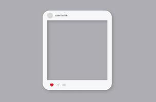 Social media post frame template. White banner square for web messages with comments users online communication incoming vector notifications.