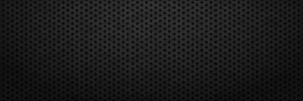 Black sheet iron with hexagonal cutouts background. Metallic carbon gears with industrial techno tracery and abstract monochrome vector grid