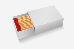 Matchbox template. White banner of boxes with wooden red matches vector