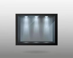 contenedor negro con doble vidrio y plantilla de iluminación vector