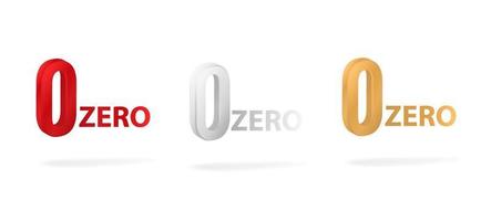 Colored zeros on white background. Red marketing symbol with gold quality emblem and limited commercial vector discounts.