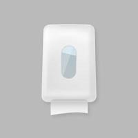 White dispenser for paper towels mockup. Antibacterial sanitary paper and napkin dispenser device vector