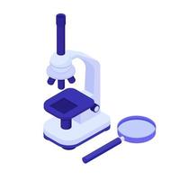 Microscope with magnifying glass illustration. Scientific biological research tool new sensational discoveries. vector