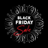 Black Friday. Sale banner, flyer. Text and ornament on black background. vector