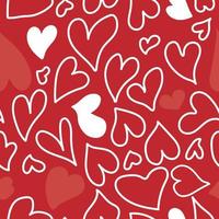 Seamless pattern with hand drawn red and white hearts vector