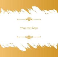 Grunge gold frame banner. Retro template ornate with ornaments with central white background for your text diary. vector