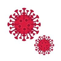 conjunto de viriones de coronavirus rojos pequeños y grandes aislados sobre fondo blanco vector