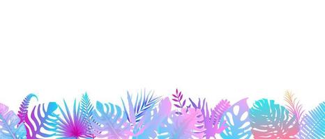 fondo de helecho turquesa rosa. decoración horizontal de selva tropical alienígena bajo el sol, fondo botánico floral con elegantes hojas de helecho de colores brillantes, césped natural salvaje en vector saturado.