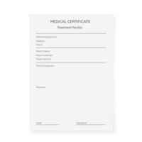 Blank medical certificate template. Document form for disease information vector