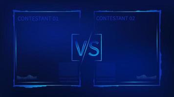 Tech VS challenge battle competition template. Confrontation between two power fantastic adversary in hologram futuristic style. vector