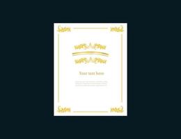 Sheet a4 empty with golden vintage frame template. Retro banner ornate on sides with ornaments calligraphic. vector