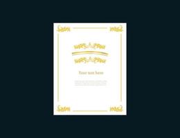 Sheet a4 empty with golden vintage frame template. Retro banner ornate on sides with ornaments calligraphic. vector