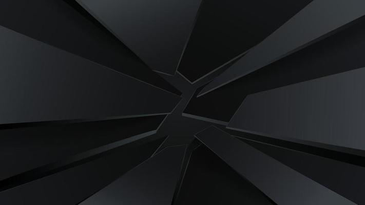 Black crack background. Abstract broken line stripes with 3D effect.