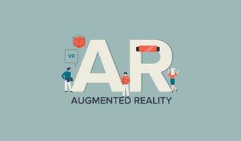 AR augmented virtual reality. Modern digital technology visual applications assistance in business corporate. vector