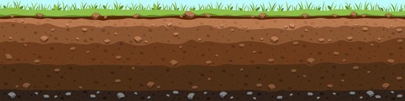 Layer of fertile soil. Cut with grass sections of chernozem and clay layers vector