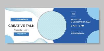 Live Webinar Horizontal Banner with White and Blue Background vector