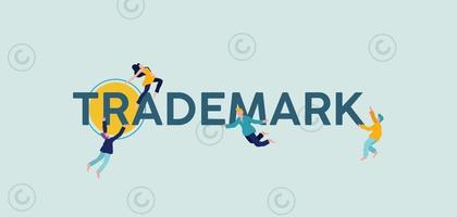 Trademark illustration. Business quality mark registered legal trade branding marketing word. vector