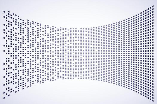 Curved digital data volume. Visualization process of collecting information vector