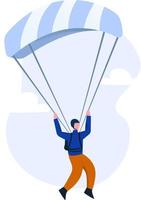 Paraglider flying on a gliding parachute. The concept of paragliding vector