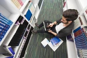 student study  in school library photo