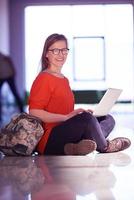 student girl with laptop computer photo