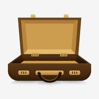 Open empty case. The concept of an still empty suitcase, preparation for travel, business trip, wandering, loading luggage, moving to a new place. vector