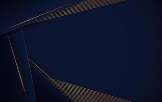 Abstract luxury background with geometric shapes and gold lines. Futuristic concept with dark blue rhombus vector illustration.