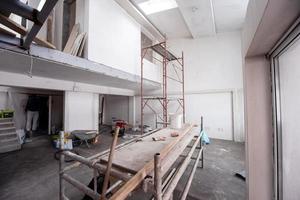 Sweden, 2022 - interior of construction site with scaffolding photo