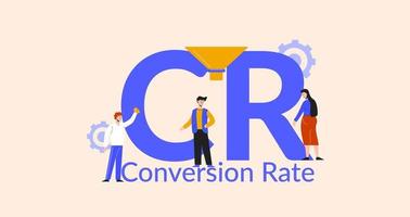 CR conversion rate illustration. Marketing optimization and business strategy for finding traffic on web sites sales development technologies and transformation of vector content.