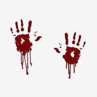 Imprints of bloody human palms with flowing blood. Illustration in grunge style of danger, fear, halloween, a trace of violent crime. Windy graphics for print, wallpaper, background vector