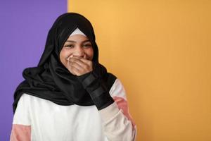 Woman laughing portrait photo