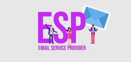 ESP Email service provider. Communication social media marketing technologies informational online. vector