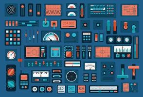 Gauges and sensors collection. Relays and switches for technical equipment vector