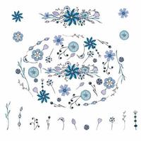 conjunto de flores de invierno elemento floral para su diseño vector