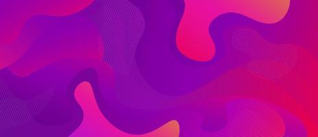 Colored futuristic purple and pink liquid background vector flat illustration. Curve bright dynamic fluid flow backdrop modern creative surface with graphic decorative line