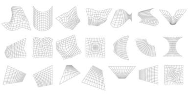 Geometric grids on white surface set vector