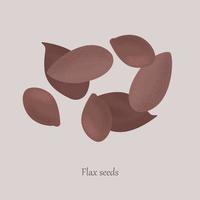 Brown flax seeds, linseed healthy organic food. Healthy seeds, oilseed on a gray background and logo. vector