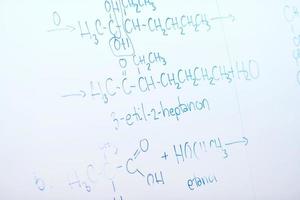 chemical molecule structure on white boar photo