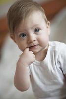 cute  little  newborn baby smilling photo